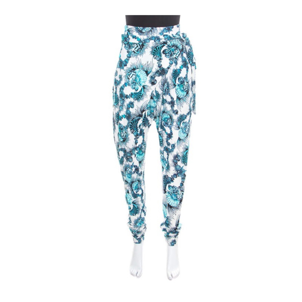π JUST CAVALLI seashell draped pant, tie front multicolor shell print NEW - Picture 4 of 6